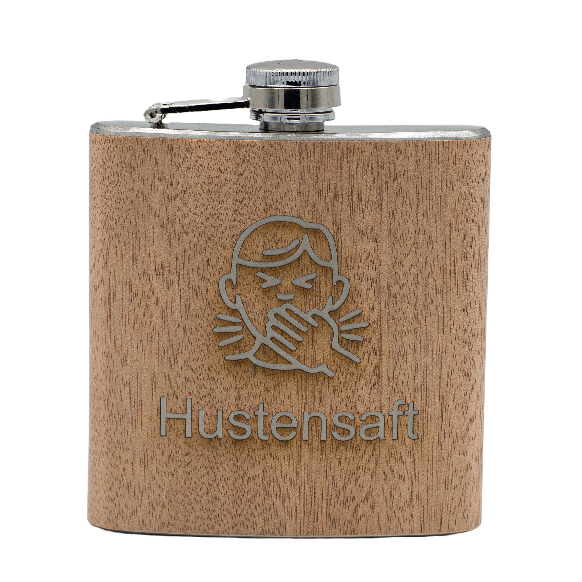 Exklusiver Gravierter Flachmann mit Holzverkleidung – 175 ml 🥃