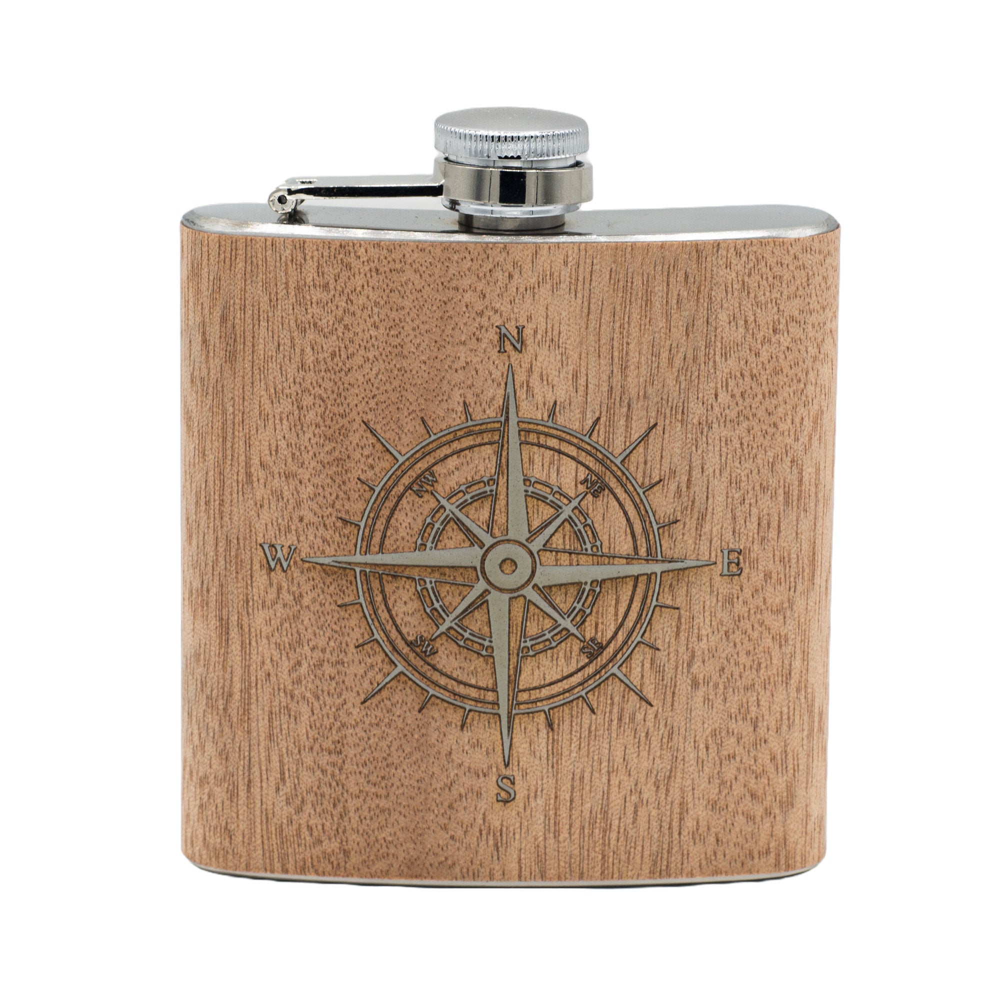 Exklusiver Gravierter Flachmann mit Holzverkleidung – 175 ml 🥃