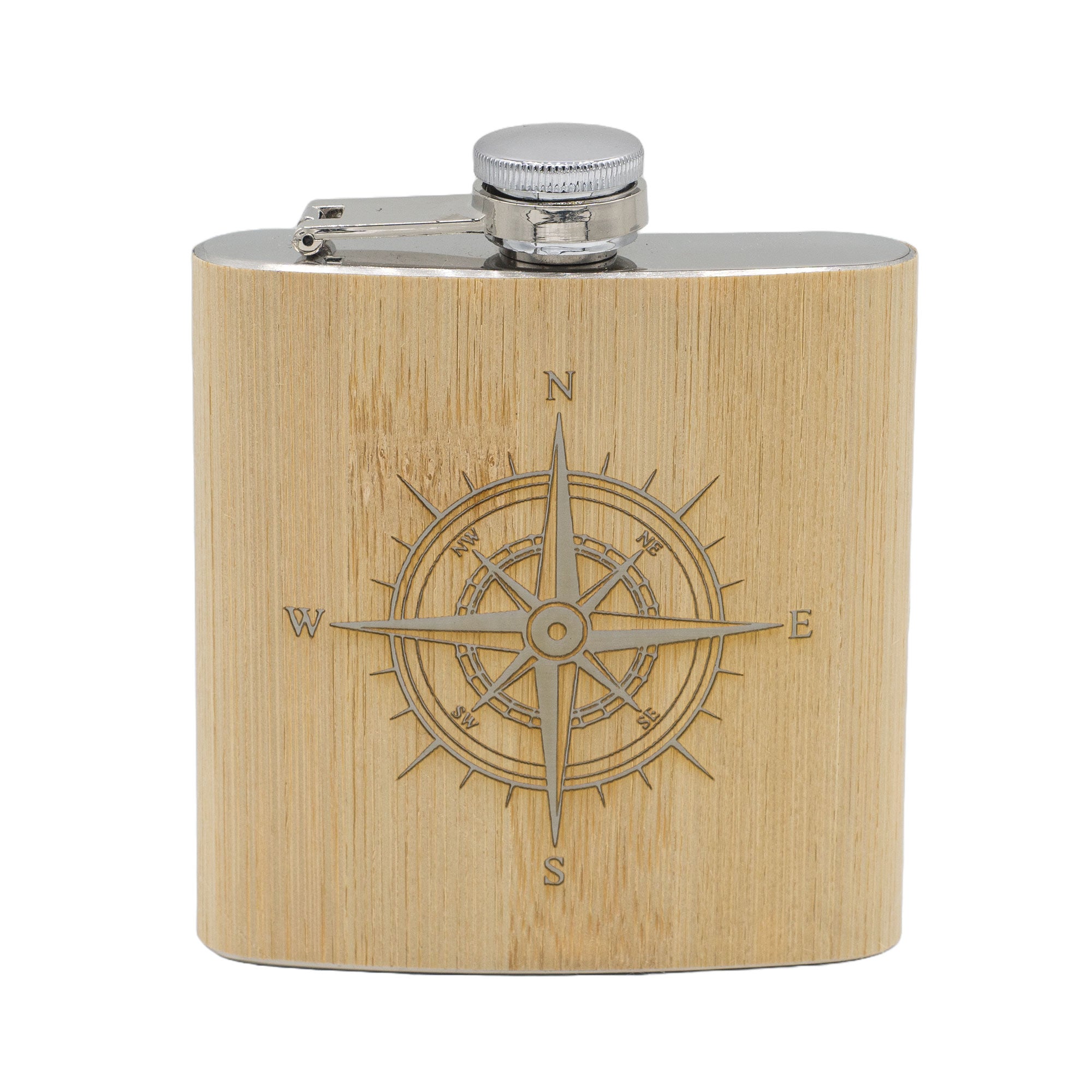 Exklusiver Gravierter Flachmann mit Holzverkleidung – 175 ml 🥃