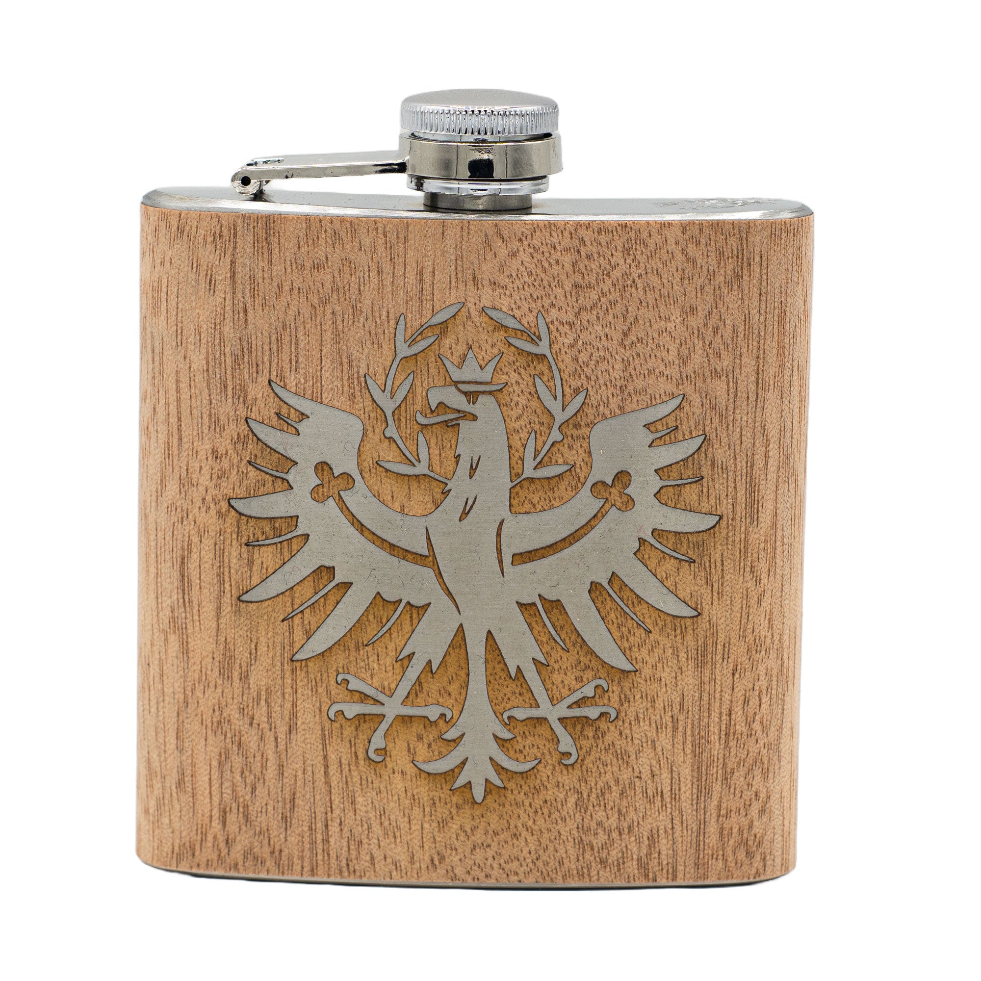 Exklusiver Gravierter Flachmann mit Holzverkleidung – 175 ml 🥃