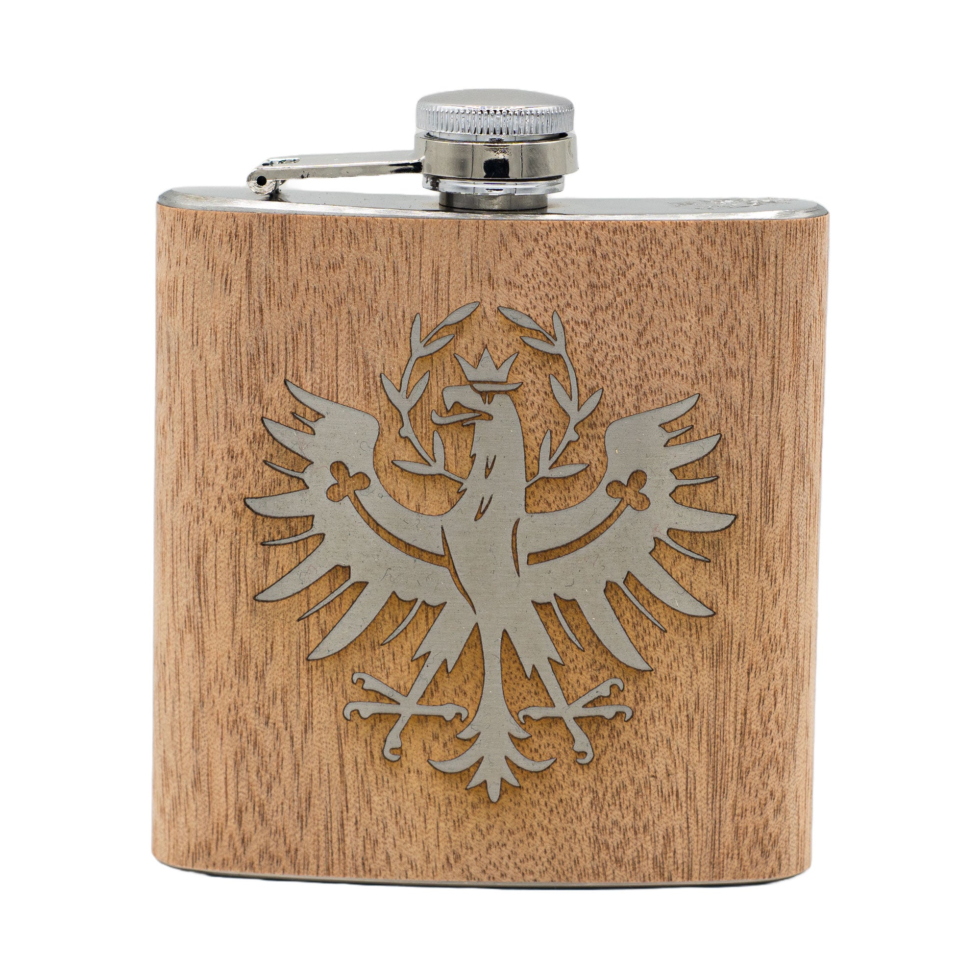 Exklusiver Gravierter Flachmann mit Holzverkleidung – 175 ml 🥃