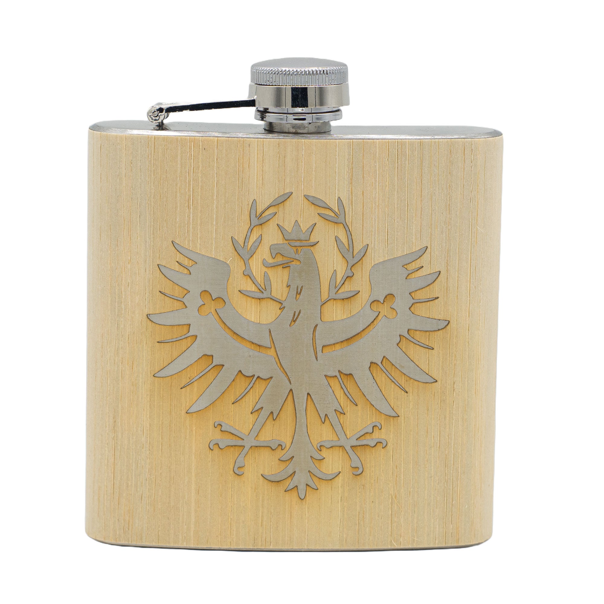 Exklusiver Gravierter Flachmann mit Holzverkleidung – 175 ml 🥃