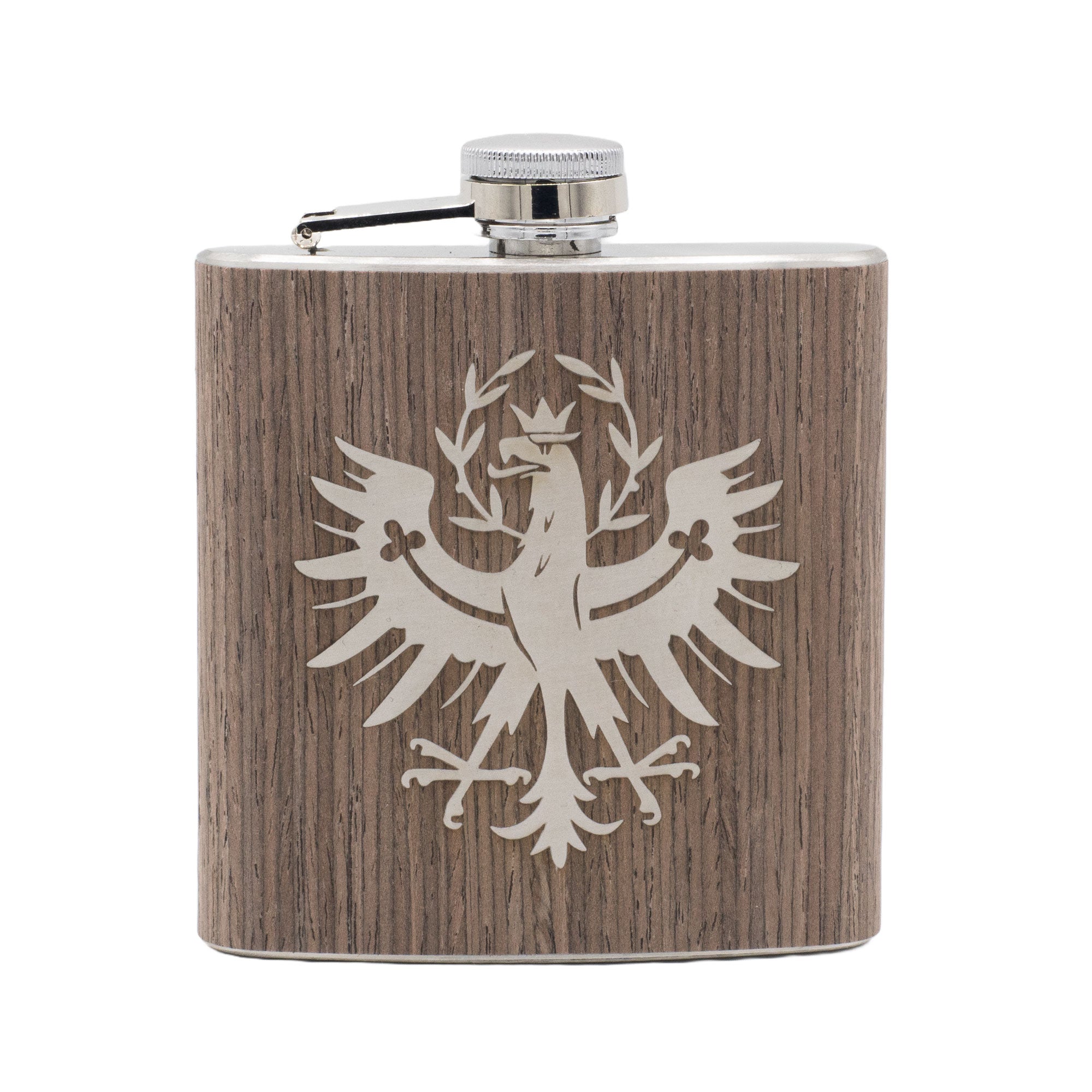 Exklusiver Gravierter Flachmann mit Holzverkleidung – 175 ml 🥃