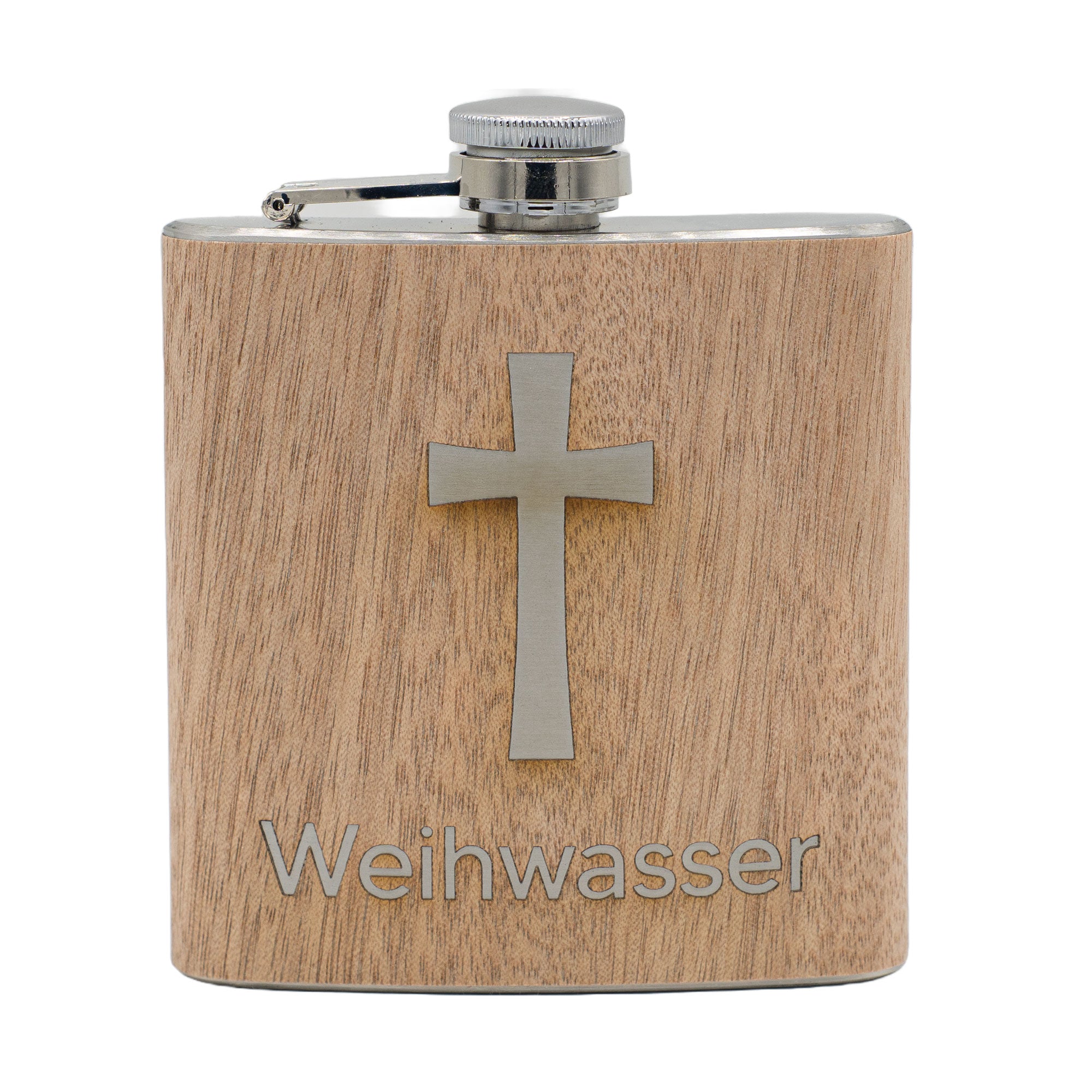 Exklusiver Gravierter Flachmann mit Holzverkleidung – 175 ml 🥃