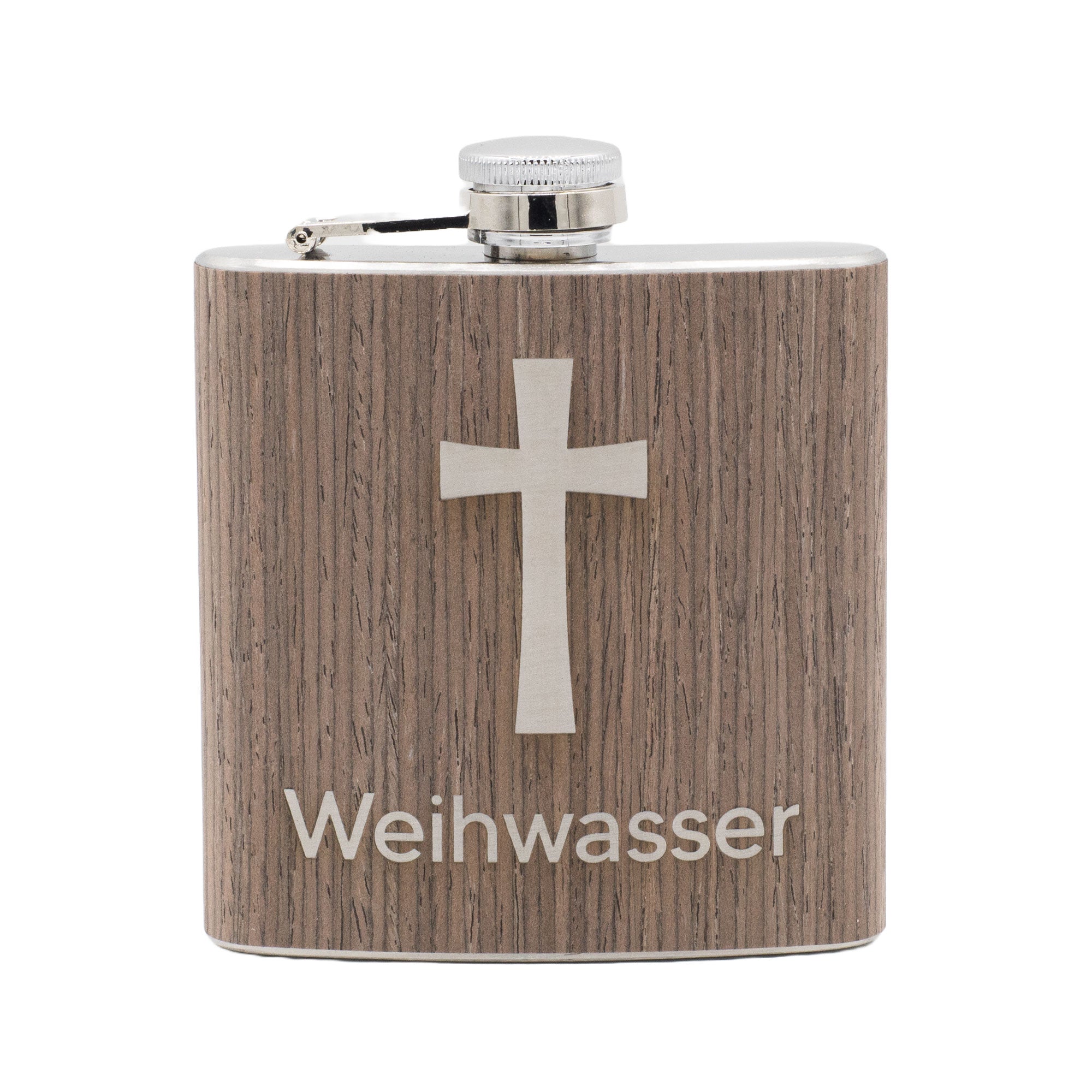 Exklusiver Gravierter Flachmann mit Holzverkleidung – 175 ml 🥃